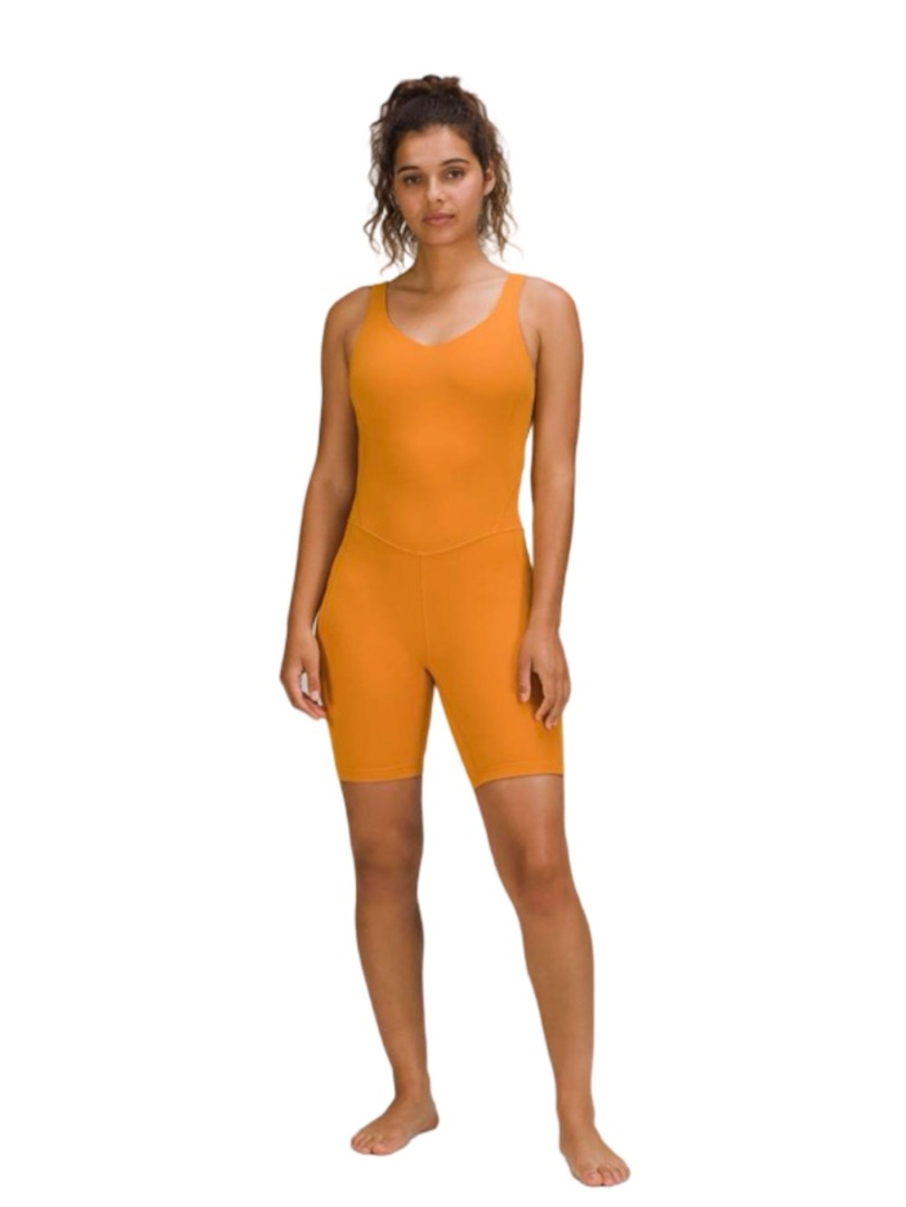 LULULEMON Align Onesie Autumn Orange One Piece Romper 8” Shorts Size 0